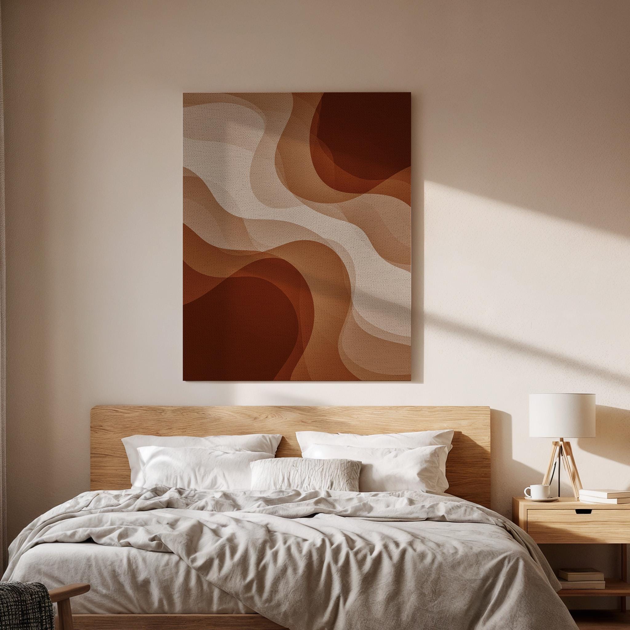 Minimal Abstract Earth Tone Canvas Wall Art, Warm Geometric Shapes Print, Framed Modern Boho Decor for Living Room, Bedroom or Office