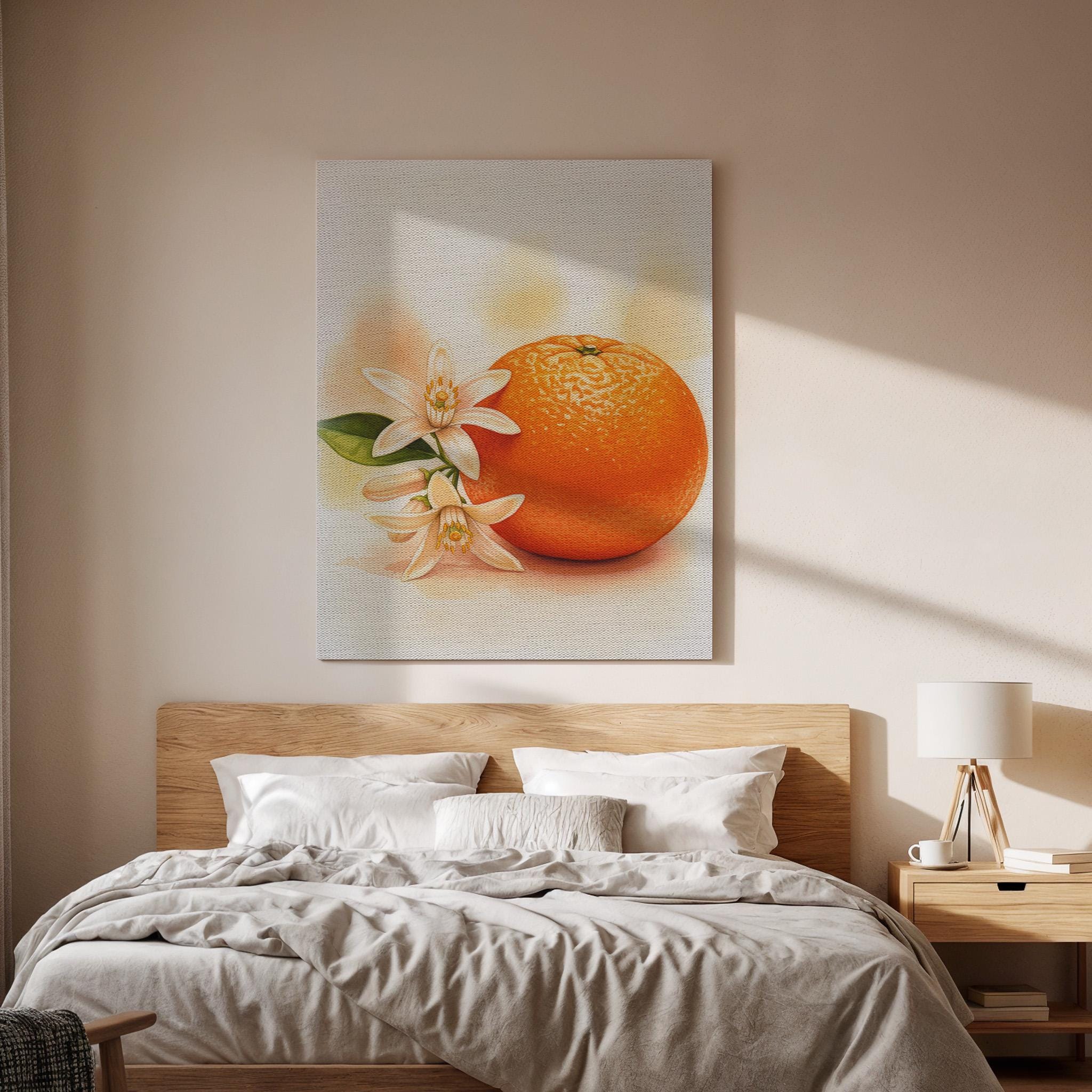 Orange Fruit Canvas Wall Art, Botanical Kitchen Print, Rustic Food Decor, Framed Citrus Artwork for Dining Room or Mediterranean Farmhouse