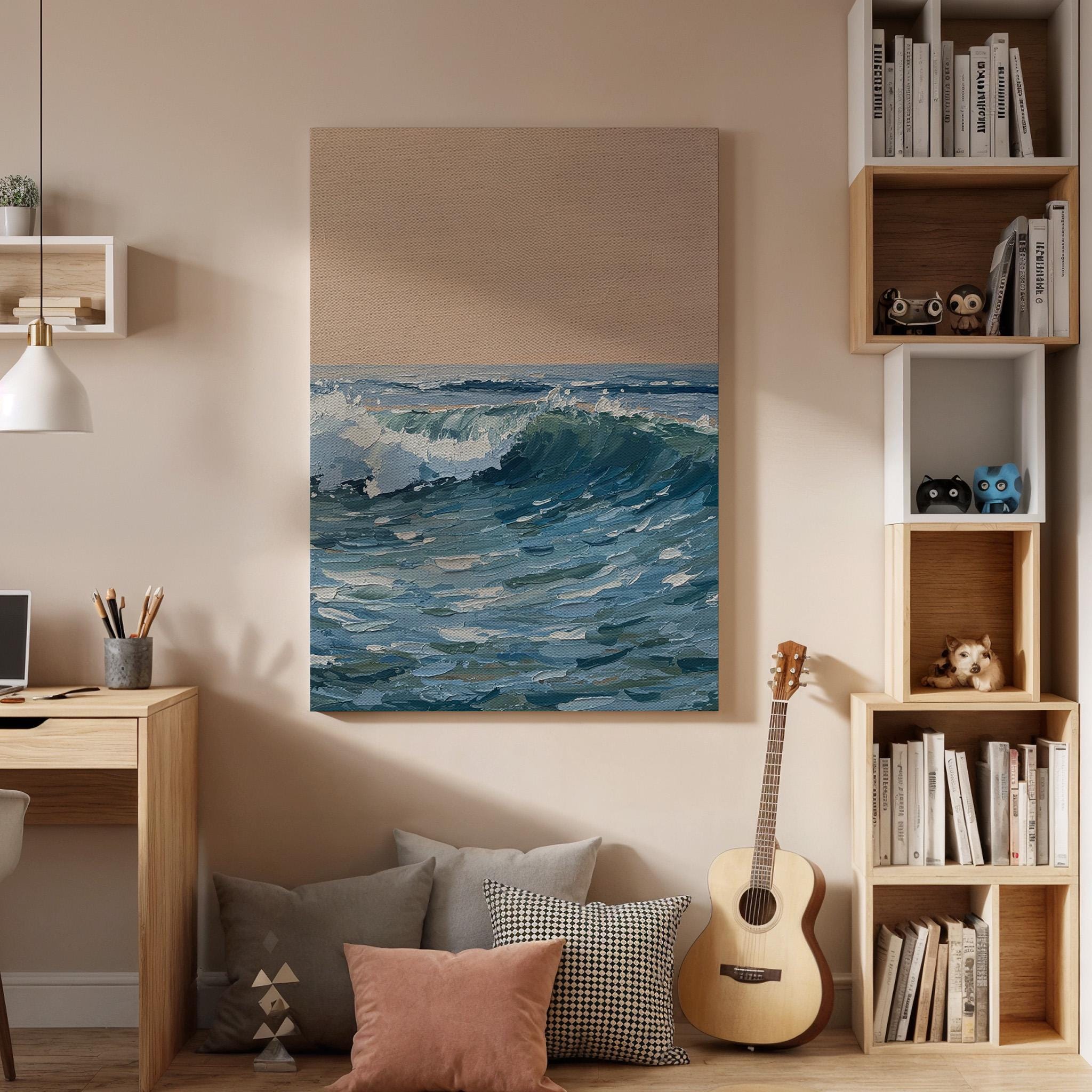 Ocean Wave Canvas Print, Framed Coastal Seascape Art
