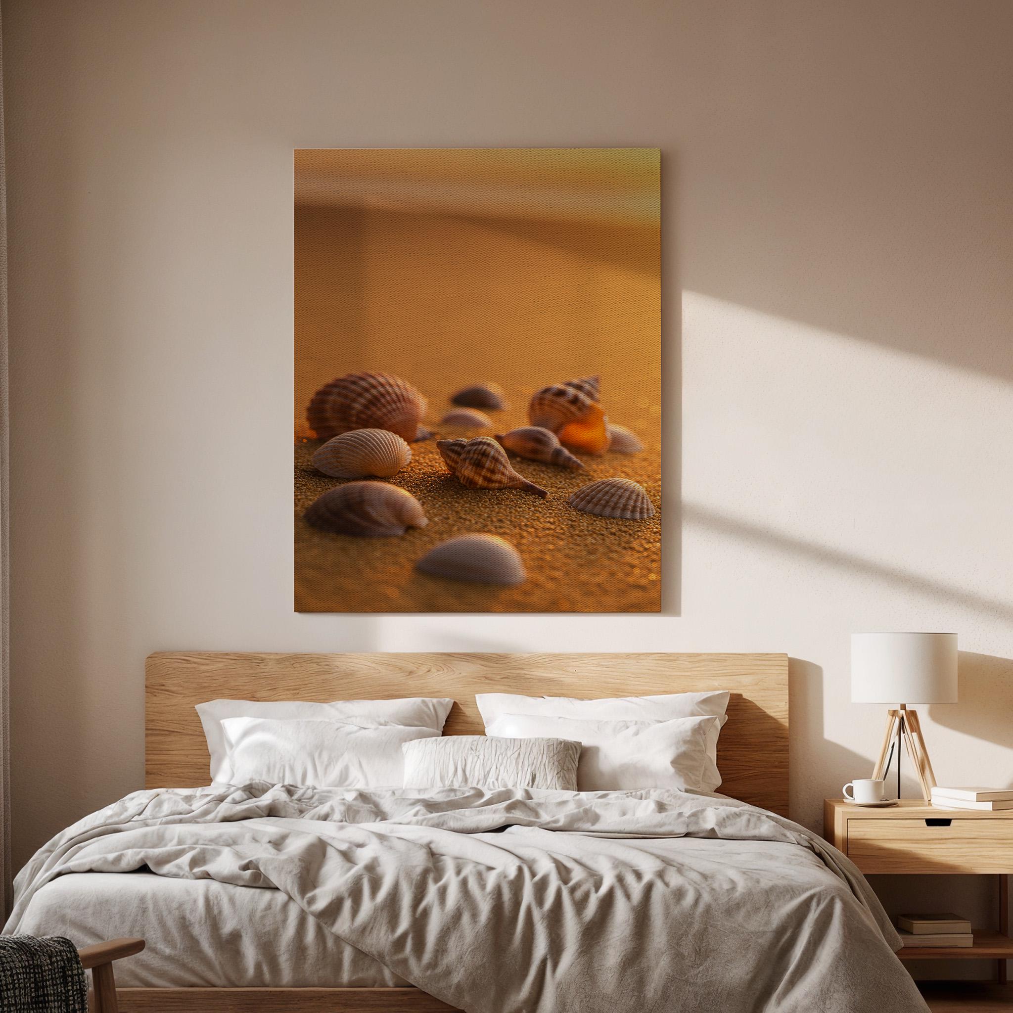 Seashell Canvas Art Print, Warm Beach Sand, Coastal Photography