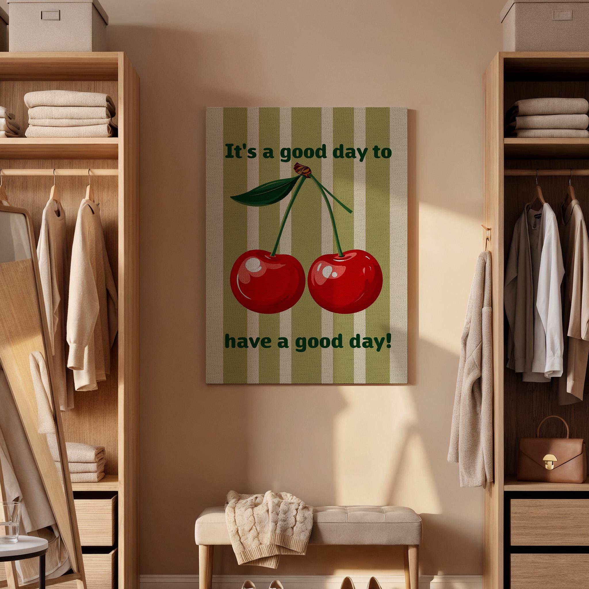 Cherry Canvas Wall Art Retro Kitchen Quote Print, It&