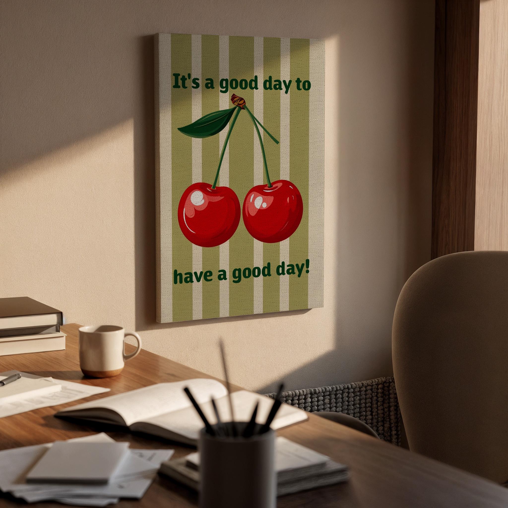 Cherry Canvas Wall Art Retro Kitchen Quote Print, It&