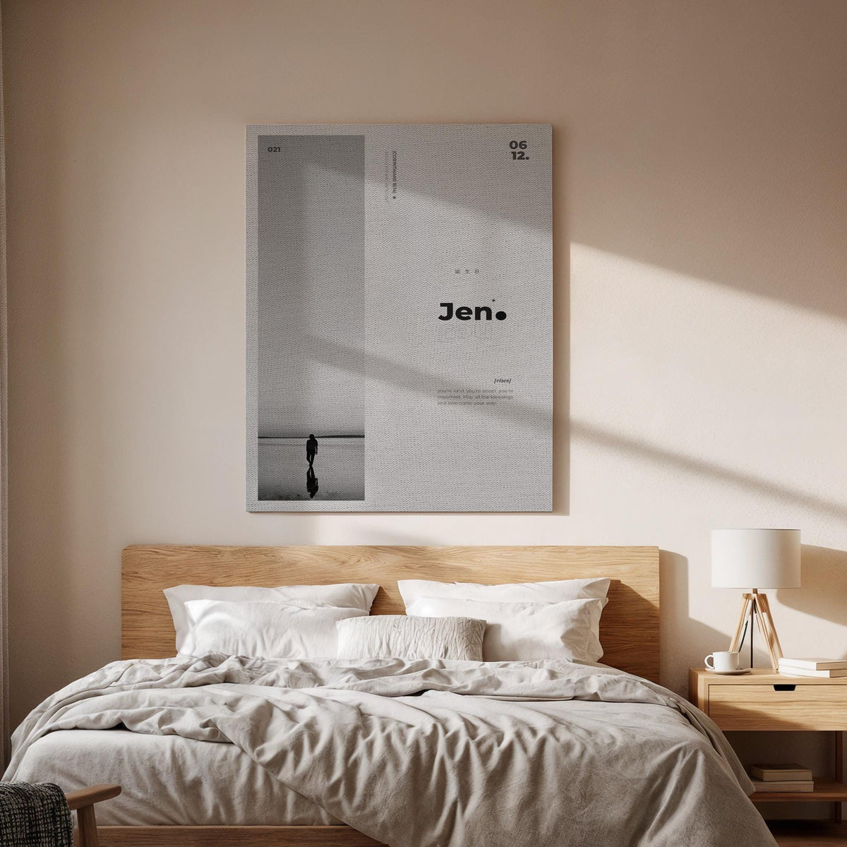 Minimalist Black White Canvas Wall Art, Abstract Monochrome Print, Modern Framed Poster, Zen Inspired Artwork for Bedroom Living Room