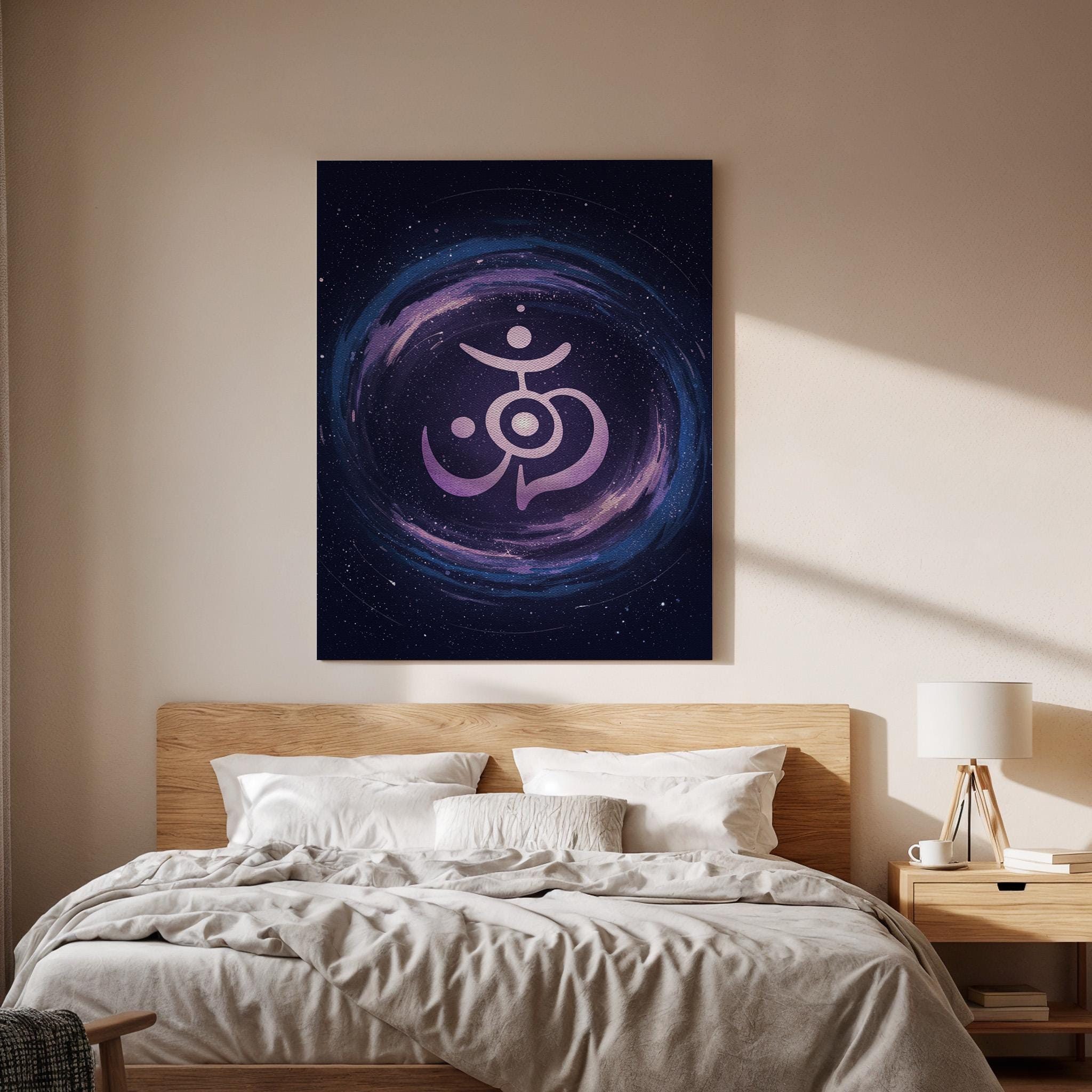 Cosmic Mandala Canvas Wall Art, Purple Galaxy Print, Spiritual Meditation Decor, Framed Abstract Artwork for Yoga Room Bedroom, Living Space