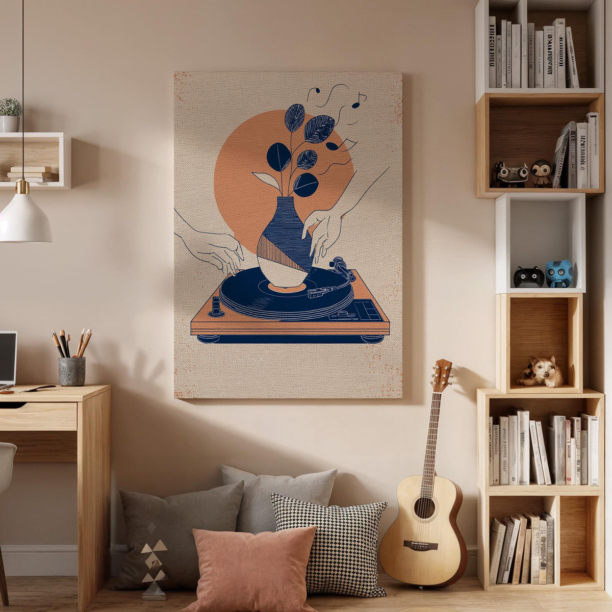 Vinyl Record Player Canvas Wall Art Abstract Music Poster Modern Retro Turntable Print Minimalist Home Decor Gift for Artistic Souls