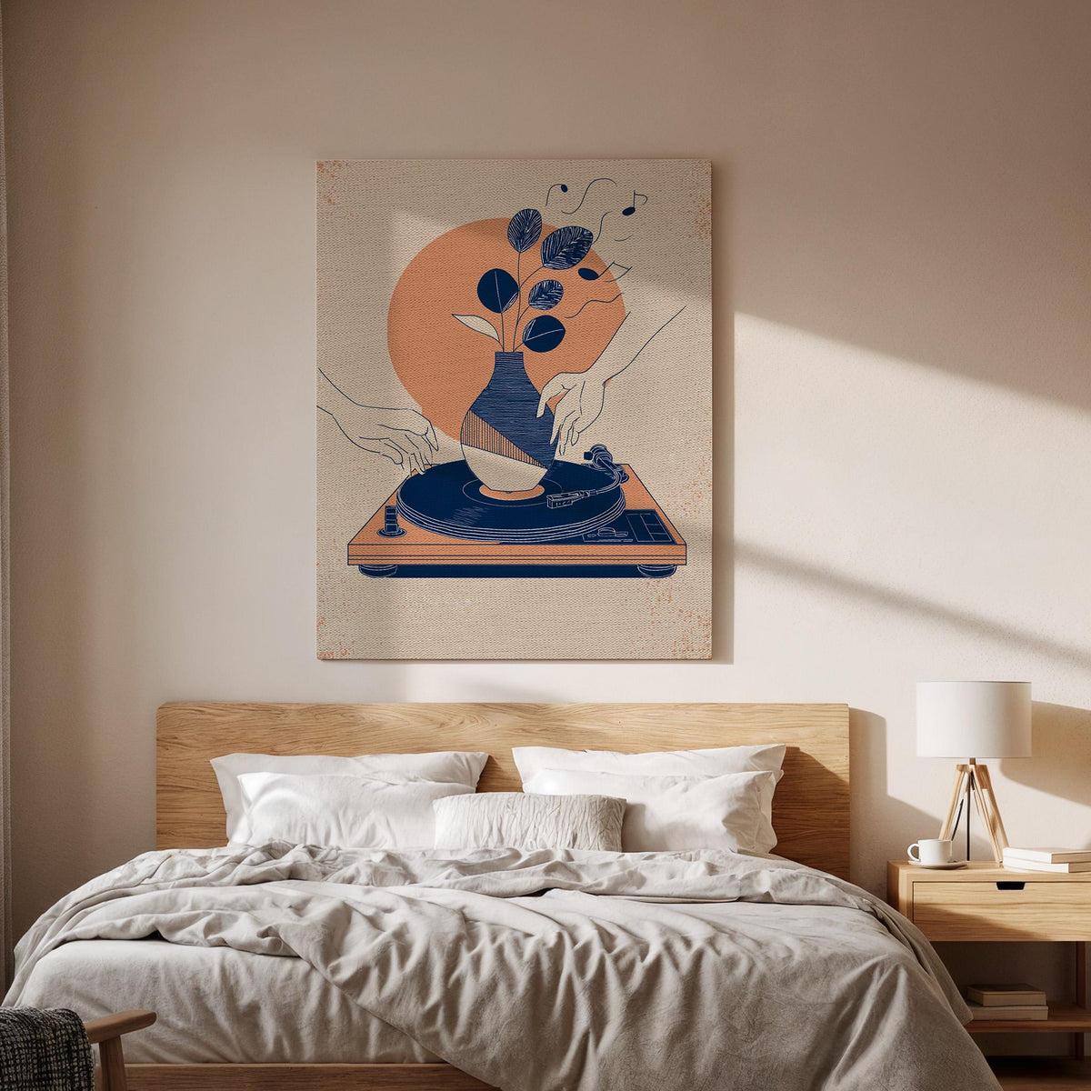 Vinyl Record Player Canvas Wall Art Abstract Music Poster Modern Retro Turntable Print Minimalist Home Decor Gift for Artistic Souls