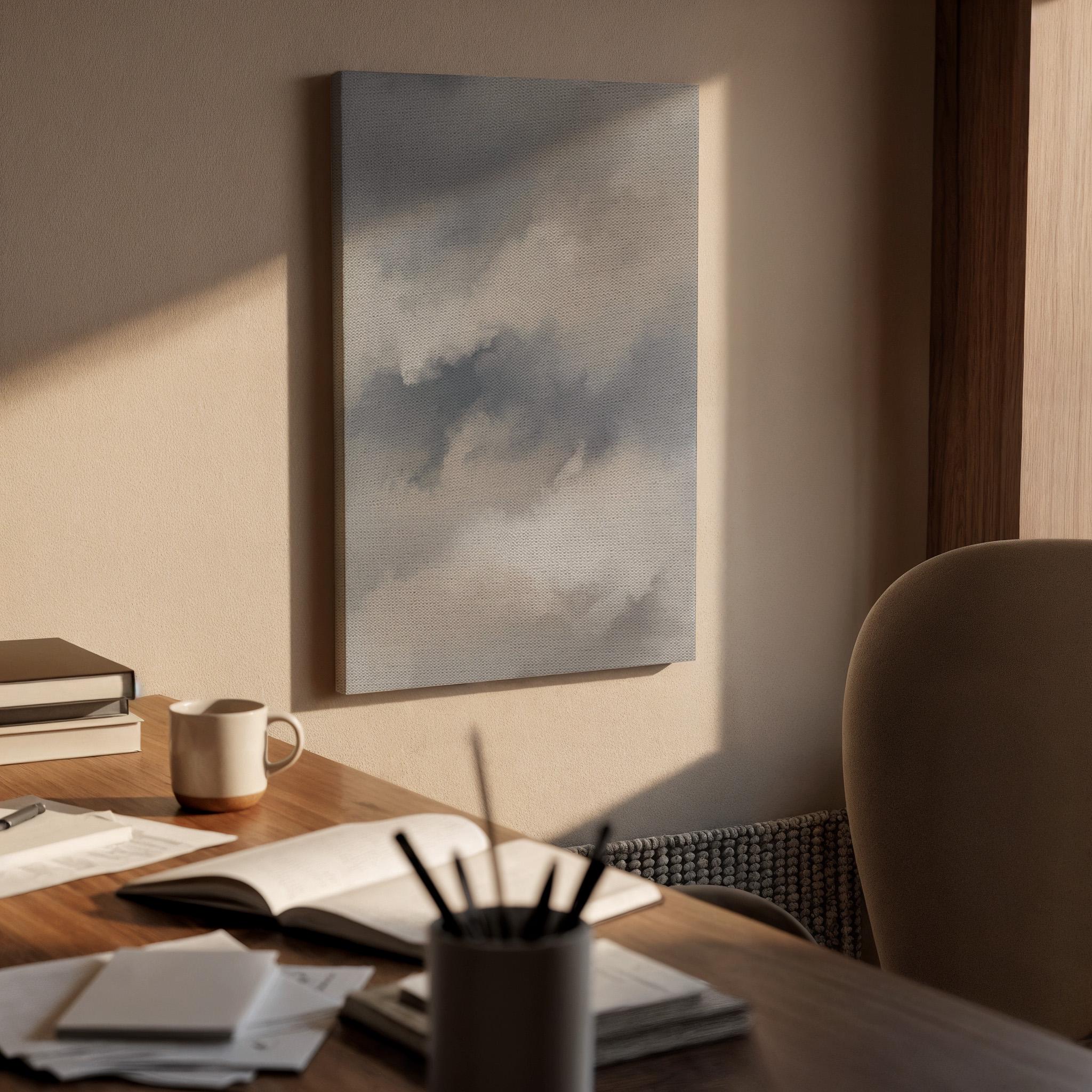 Soft Cloud Canvas Art, Misty Neutral Wall Decor, Calm Modern Bedroom Style, Airy Interior Design, Light Minimal Aesthetic, Framed Canvas