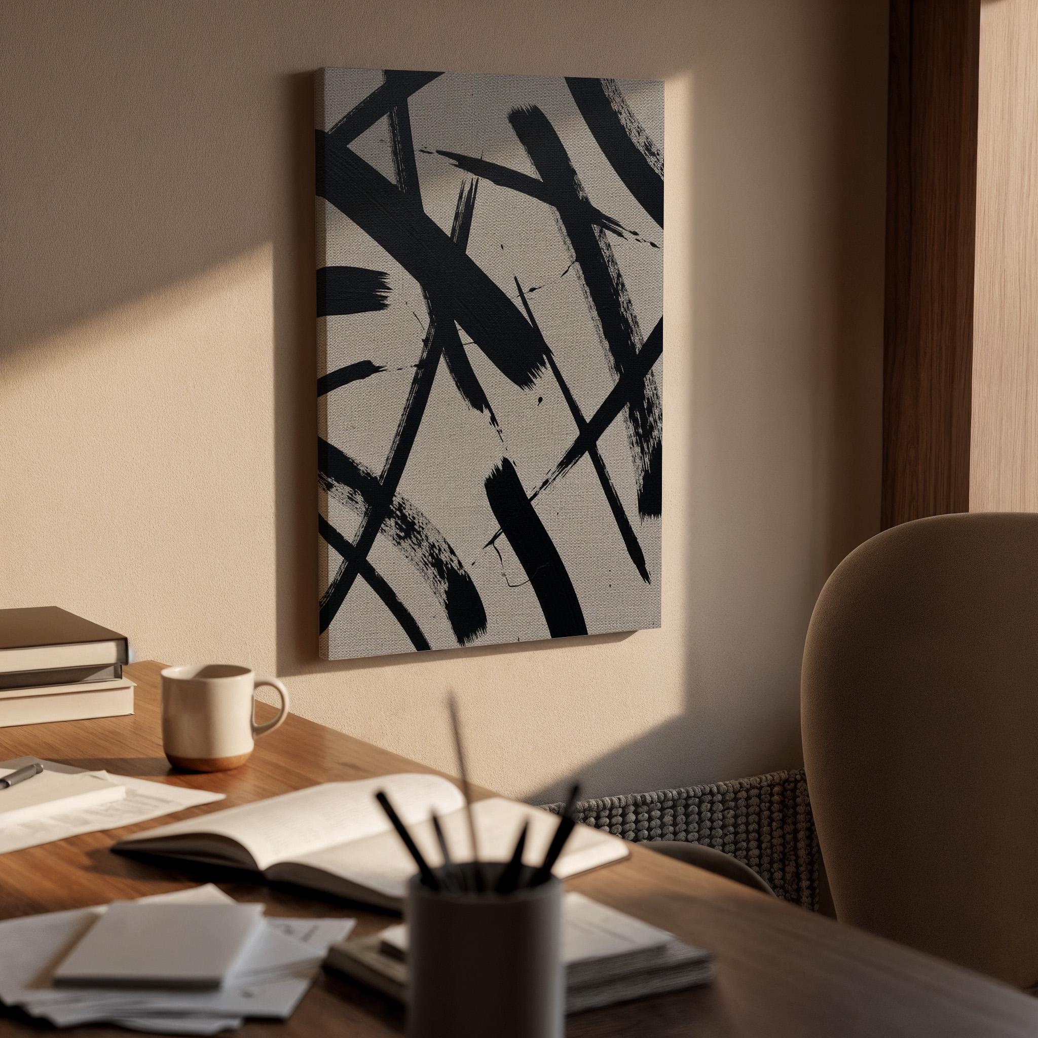 Abstract Black and White Canvas, Wall Art Decor, Modern Minimalist Painting, Bedroom Living Room Art, Office Wall Decor, Large Framed Canvas