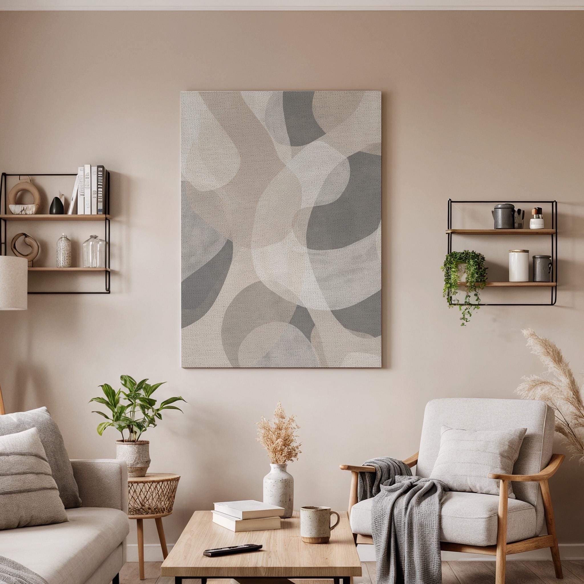 Soft Neutral Canvas Art, Rounded Shape Wall Decor, Calm Modern Design, Light Interior Styling, Gentle Contemporary Look, Framed Canvas