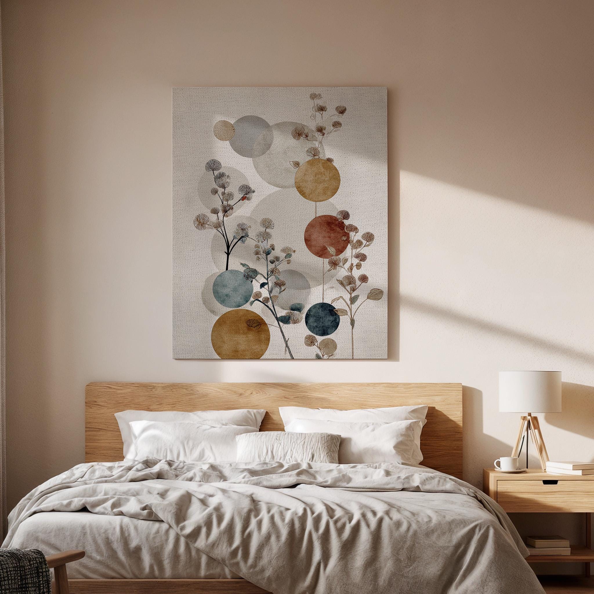Botanical Abstract Canvas, Boho Floral Wall Art, Neutral Botanical Canvas Decor, Modern Minimalist Nature Artwork, Canvas Wall Art