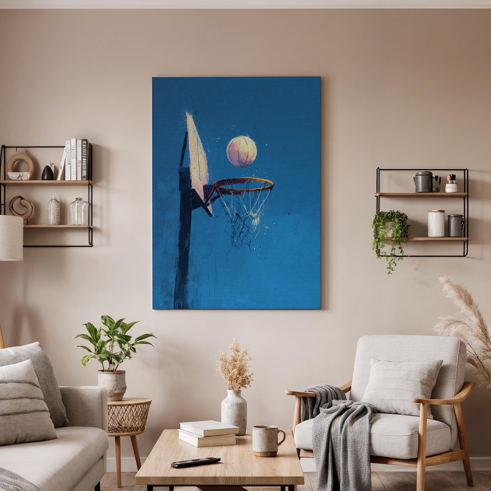 Basketball Canvas Wall Art, Basketball Hoop Canvas Decor, Sports Wall Art Canvas, Basketball Player Room Decor, Modern Sports Artwork