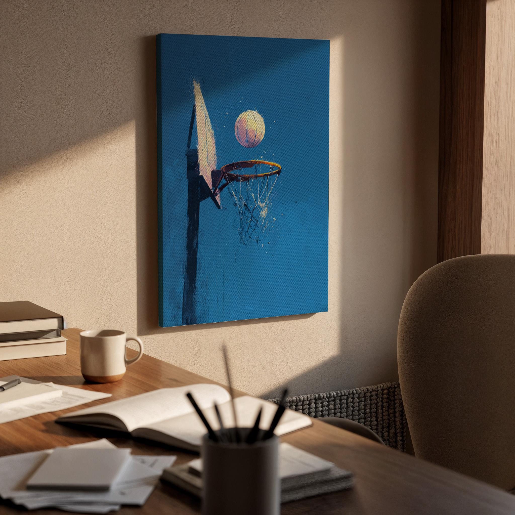 Basketball Canvas Wall Art, Basketball Hoop Canvas Decor, Sports Wall Art Canvas, Basketball Player Room Decor, Modern Sports Artwork