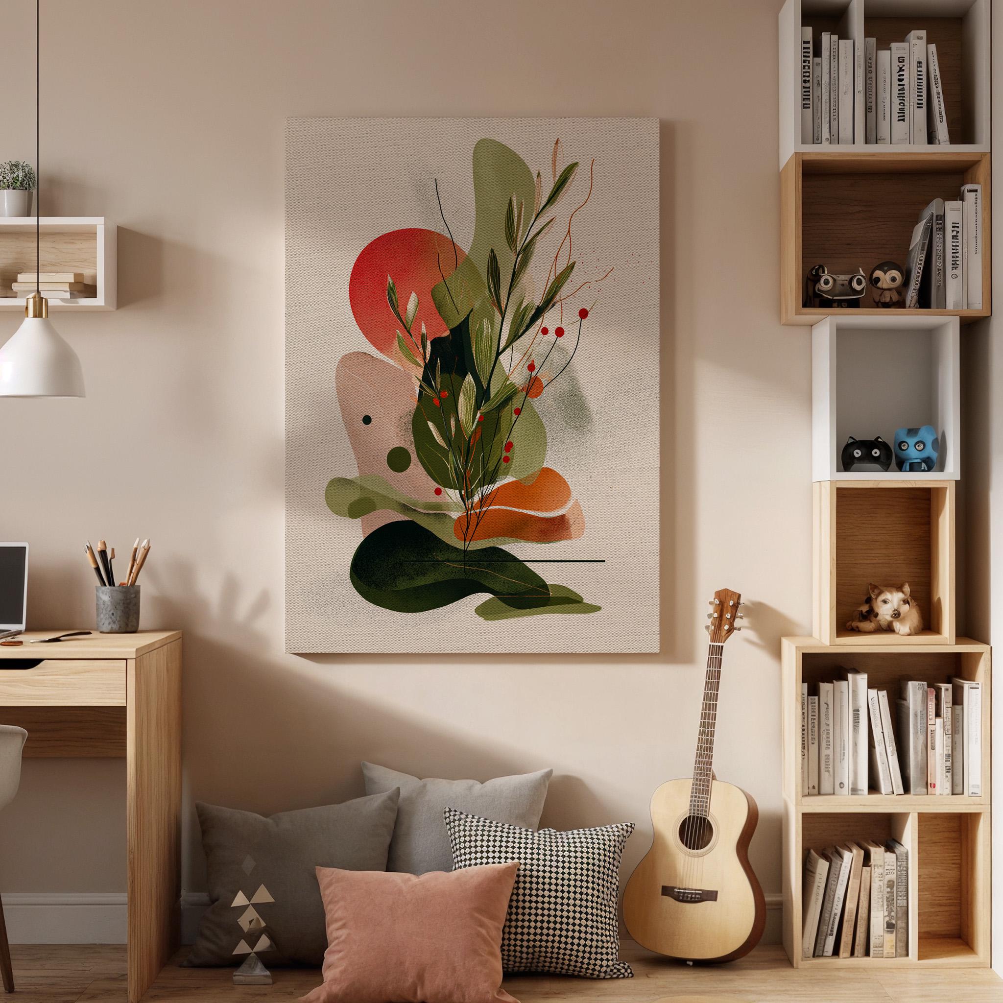 Abstract Botanical Canvas Wall Art, Minimalist Leaf Canvas Decor, Modern Nature Inspired Canvas Artwork, Contemporary Plant Wall Decor