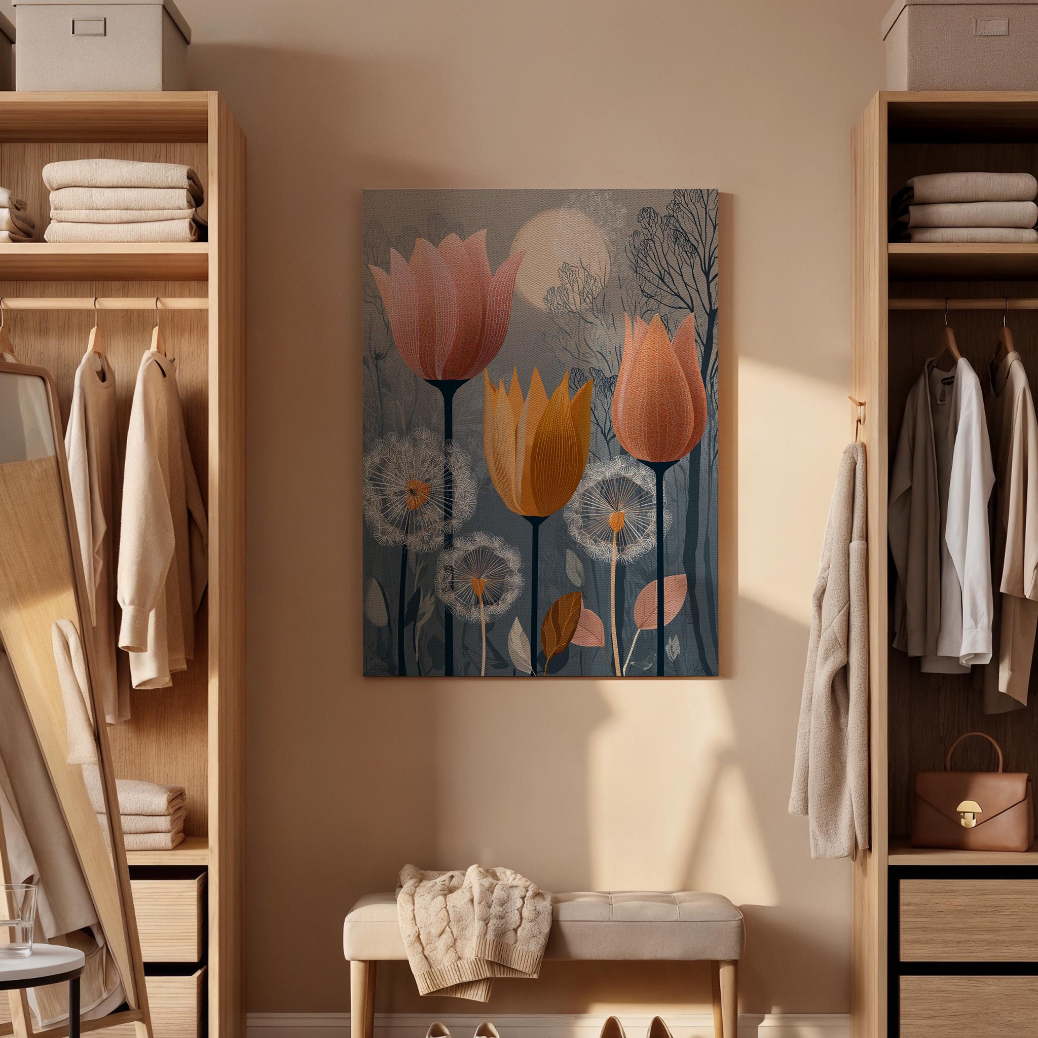 Tulip Floral Canvas Wall Art, Modern Botanical Flower Canvas Decor, Abstract Tulip Flower Artwork, Nature Inspired Wall Decor, New Home Gift