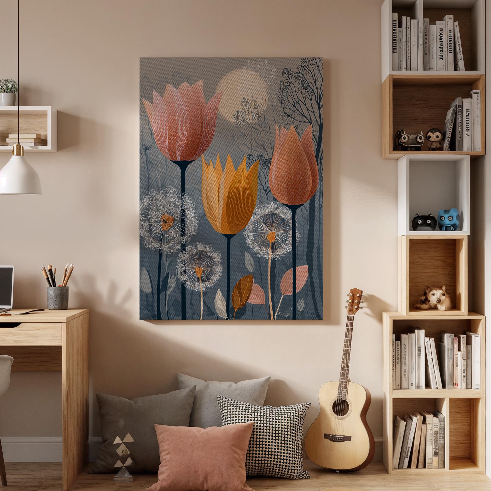 Tulip Floral Canvas Wall Art, Modern Botanical Flower Canvas Decor, Abstract Tulip Flower Artwork, Nature Inspired Wall Decor, New Home Gift