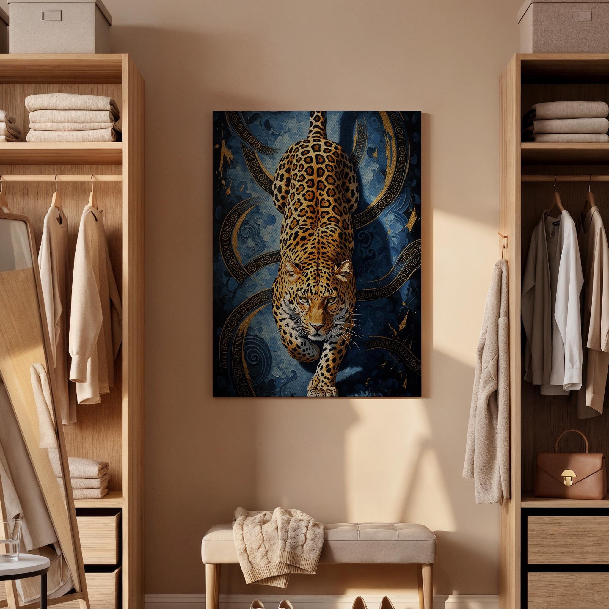 Leopard Canvas Wall Art, Luxury Wild Animal Canvas Decor, Modern Big Cat Artwork, Dramatic Leopard Wall Decor for Living Room, New Home Gift