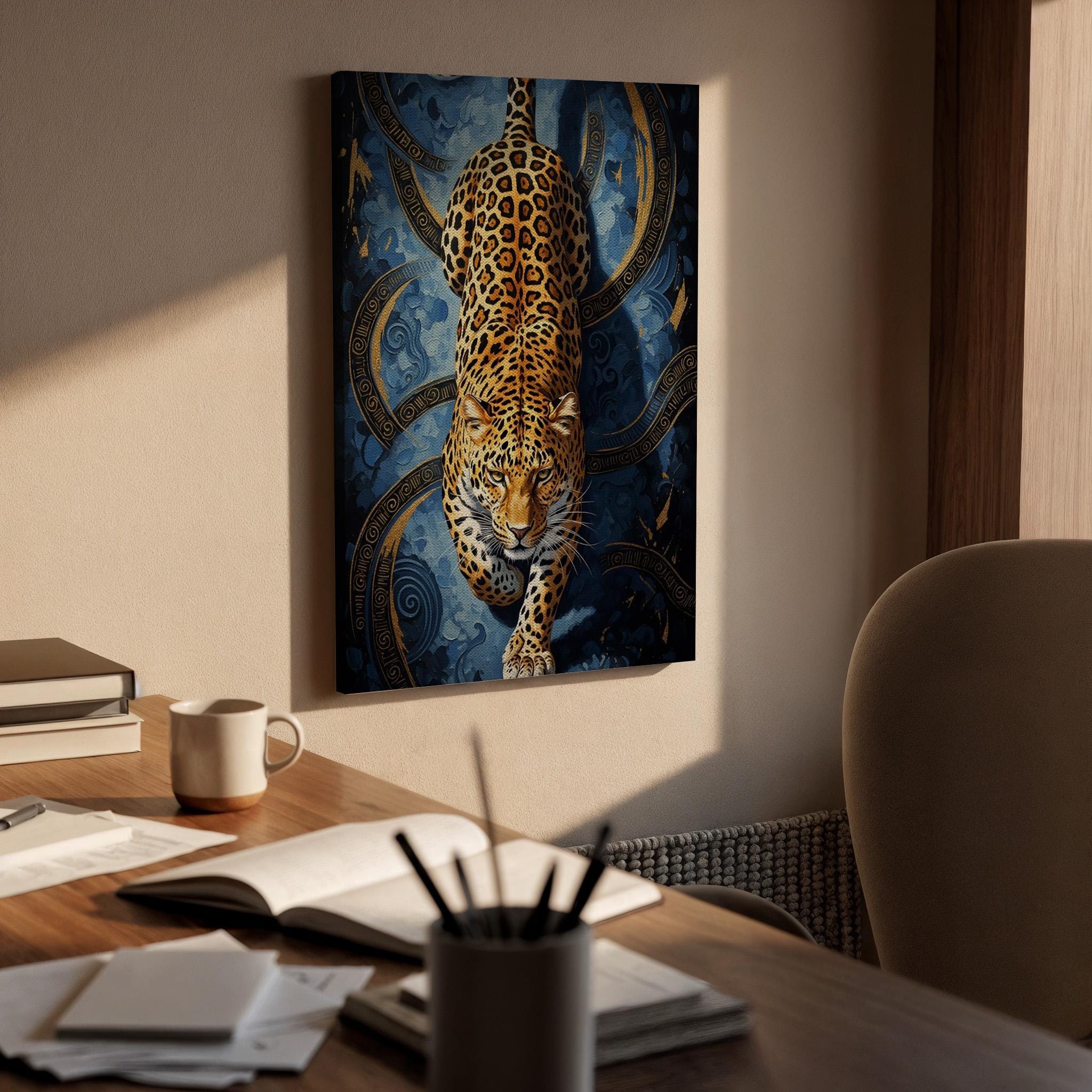 Leopard Canvas Wall Art, Luxury Wild Animal Canvas Decor, Modern Big Cat Artwork, Dramatic Leopard Wall Decor for Living Room, New Home Gift