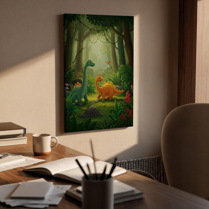 Dinosaur Canvas Print, Jungle Nursery Decor, Kids Room Art