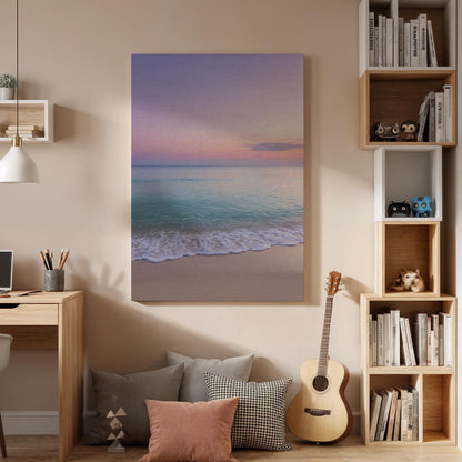 Framed Beach Sunset Canvas Art, Coastal Bedroom Decor