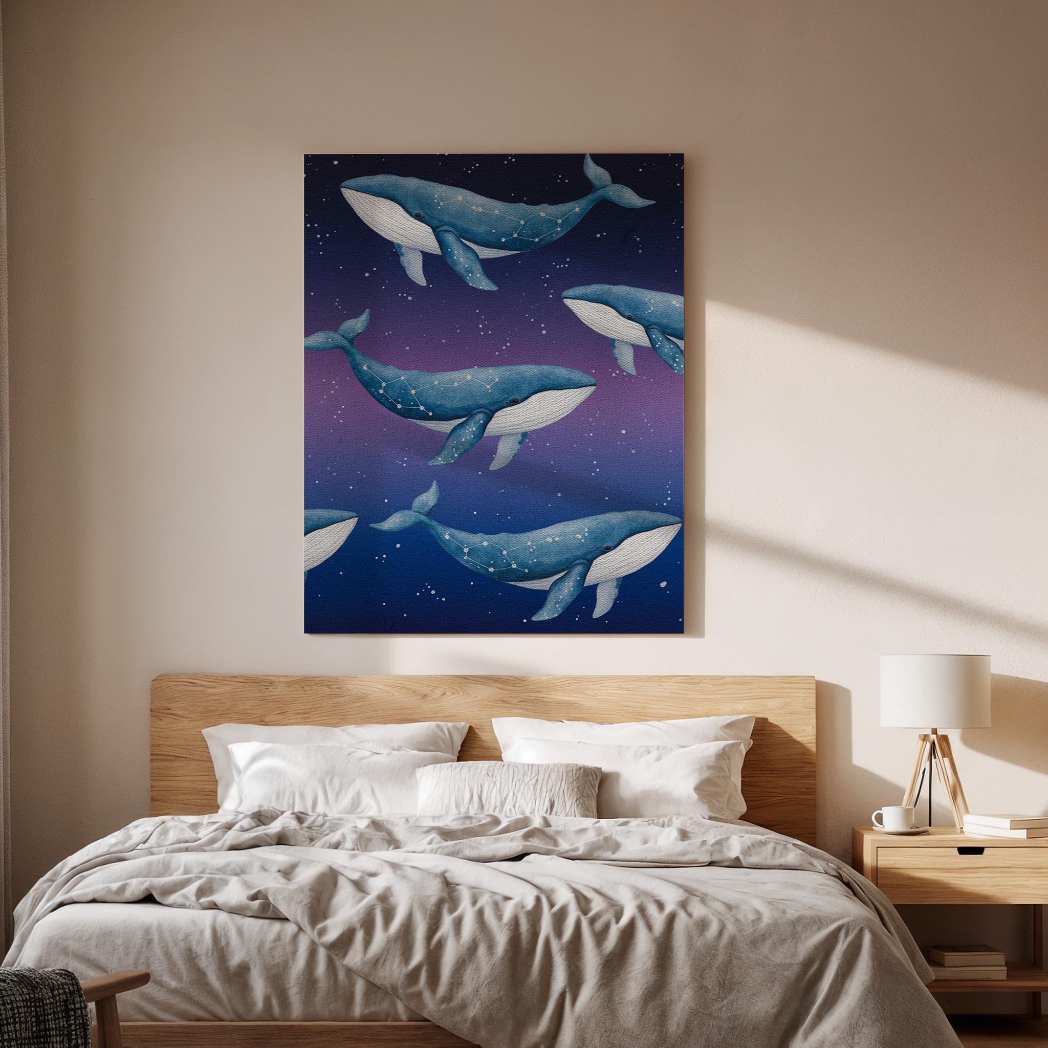 Galaxy Whale Canvas Print, Nautical Kids Room Wall Art