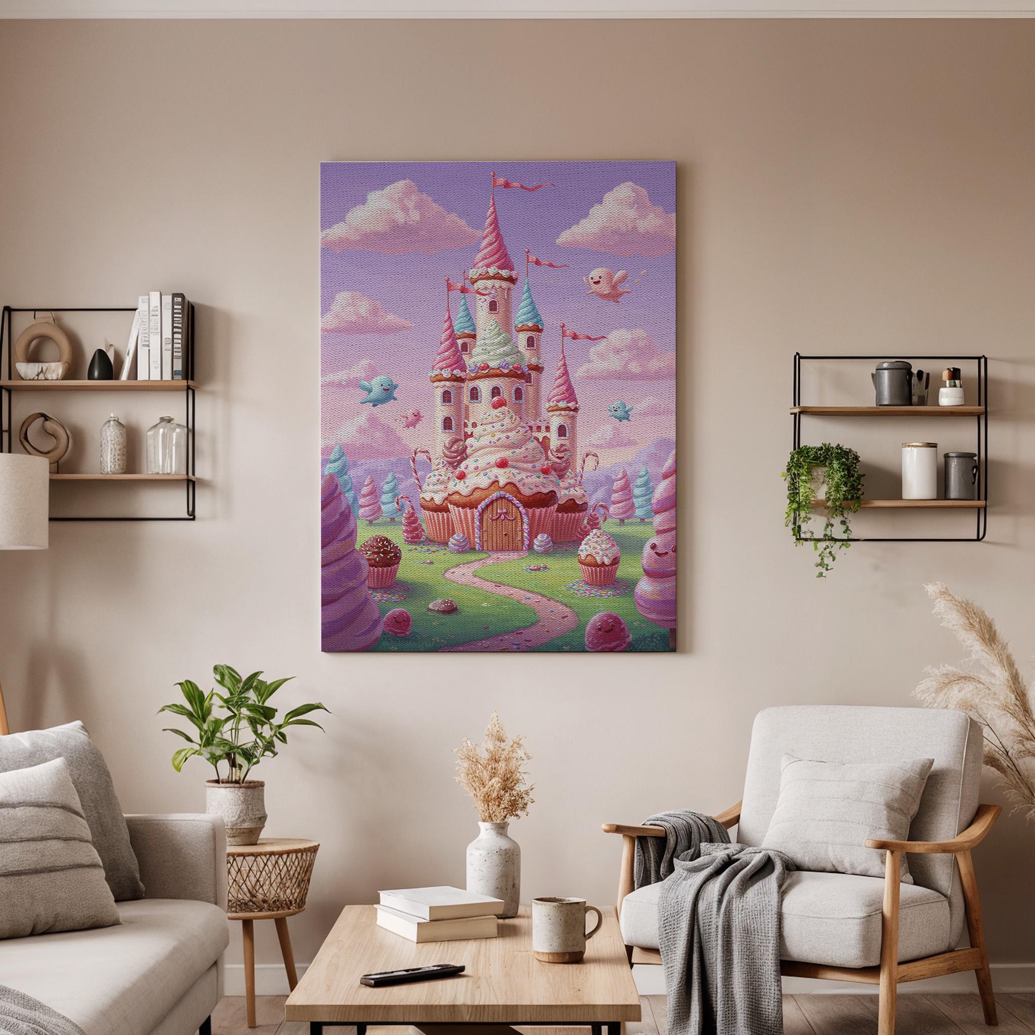 Candy Castle Canvas Print, Whimsical Nursery Wall Art