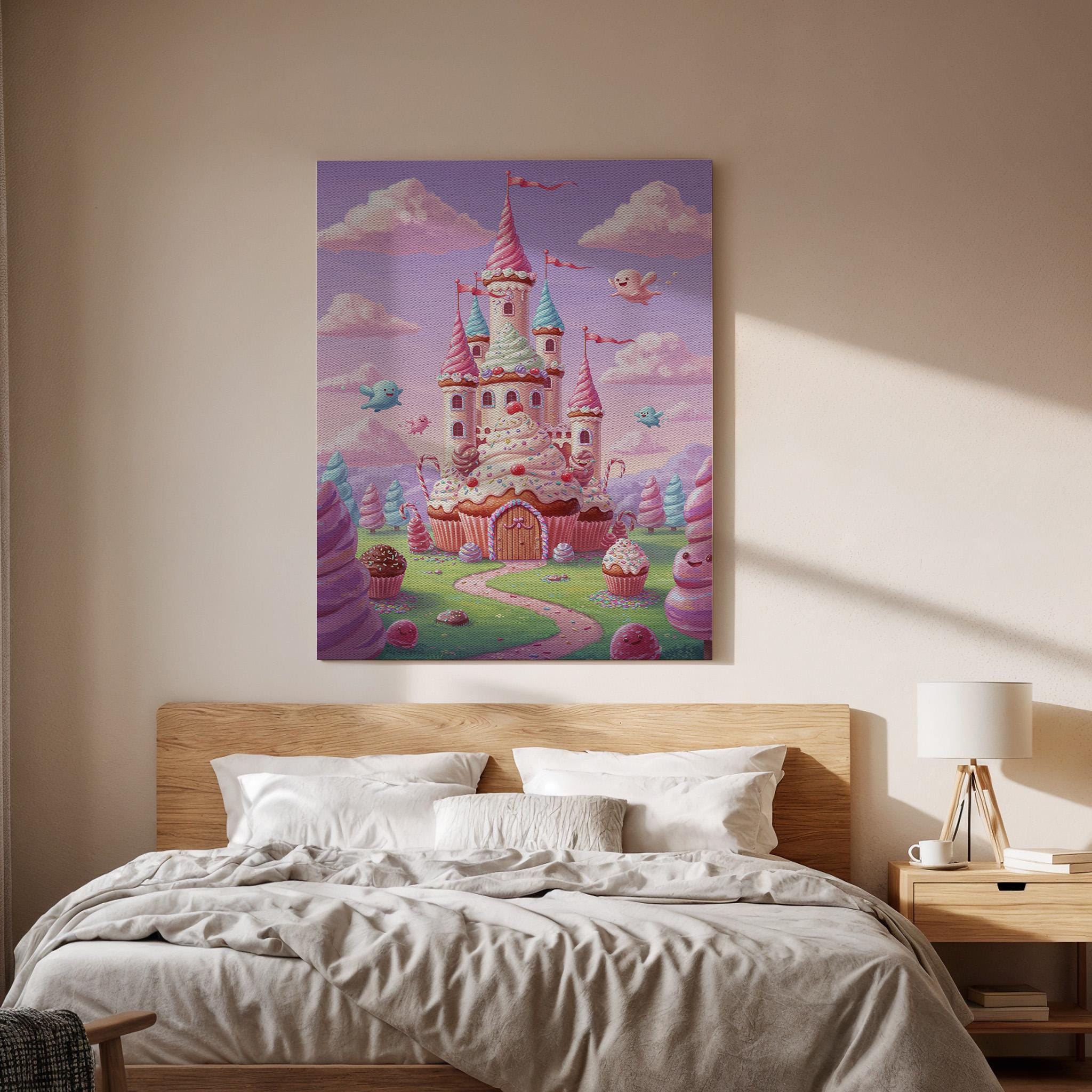 Candy Castle Canvas Print, Whimsical Nursery Wall Art
