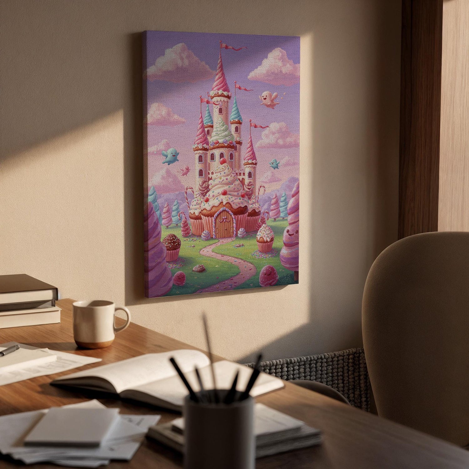 Candy Castle Canvas Print, Whimsical Nursery Wall Art