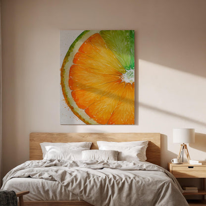 Orange Citrus Canvas Wall Art Framed, Modern Fruit Kitchen Print, Fresh Lime Slice Artwork, Dining Room Breakfast Nook Foodie Wall Decor