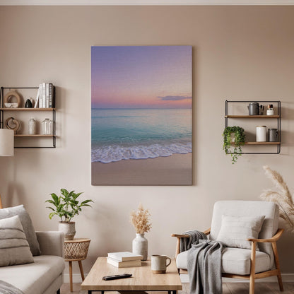Framed Beach Sunset Canvas Art, Coastal Bedroom Decor
