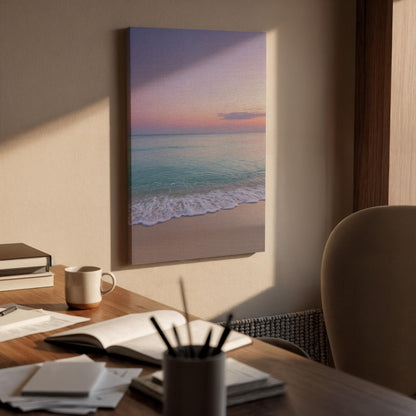 Framed Beach Sunset Canvas Art, Coastal Bedroom Decor