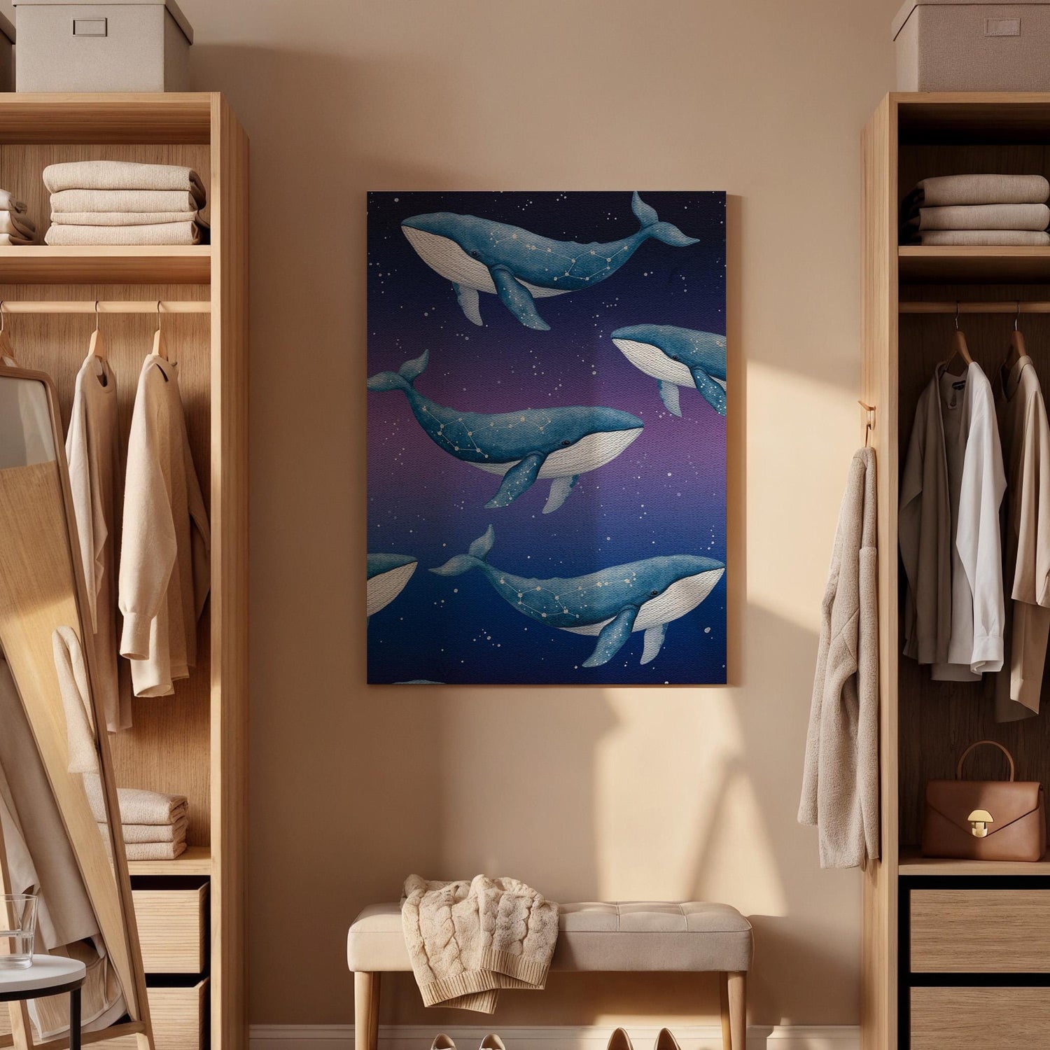 Galaxy Whale Canvas Print, Nautical Kids Room Wall Art