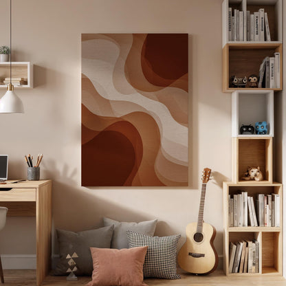 Minimal Abstract Earth Tone Canvas Wall Art, Warm Geometric Shapes Print, Framed Modern Boho Decor for Living Room, Bedroom or Office