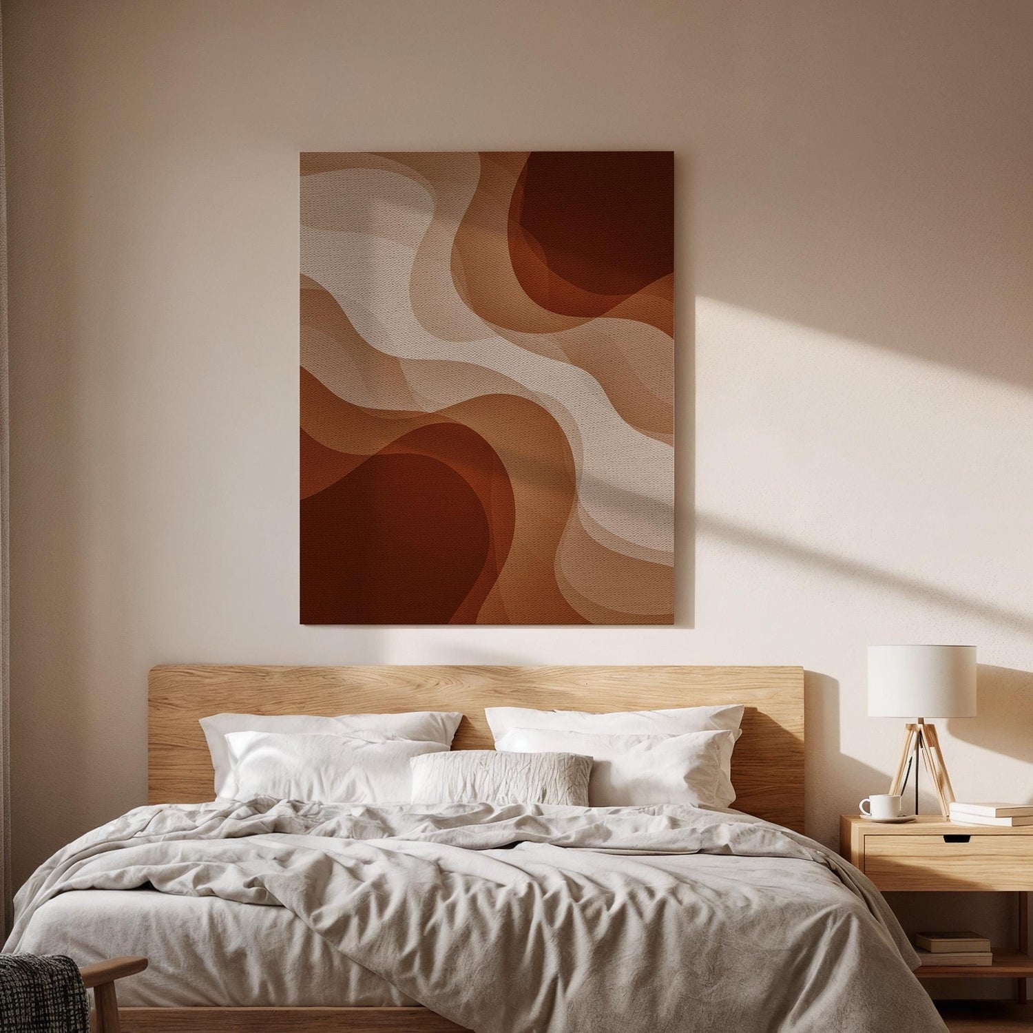 Minimal Abstract Earth Tone Canvas Wall Art, Warm Geometric Shapes Print, Framed Modern Boho Decor for Living Room, Bedroom or Office