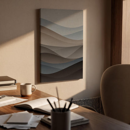 Minimal Abstract Wave Canvas Wall Art, Neutral Layered Shapes Print, Framed Modern Calming Decor for Bedroom, Living Room or Office