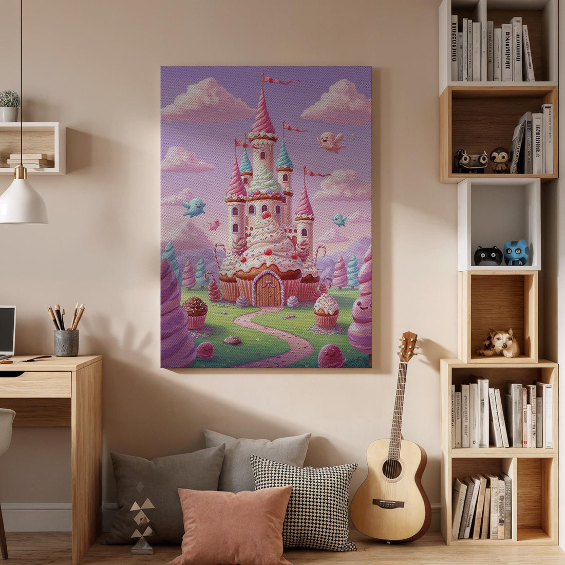 Candy Castle Canvas Print, Whimsical Nursery Wall Art