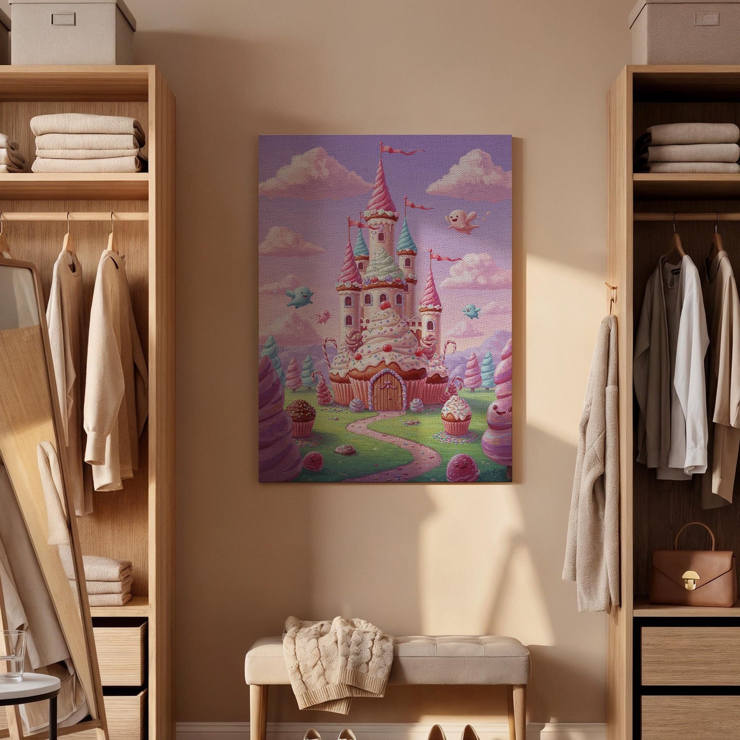 Candy Castle Canvas Print, Whimsical Nursery Wall Art