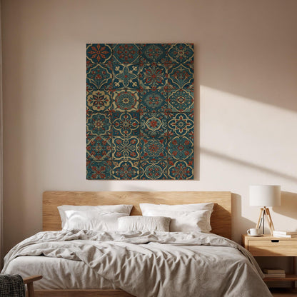 Moroccan Tile Pattern Canvas Wall Art, Boho Geometric Print