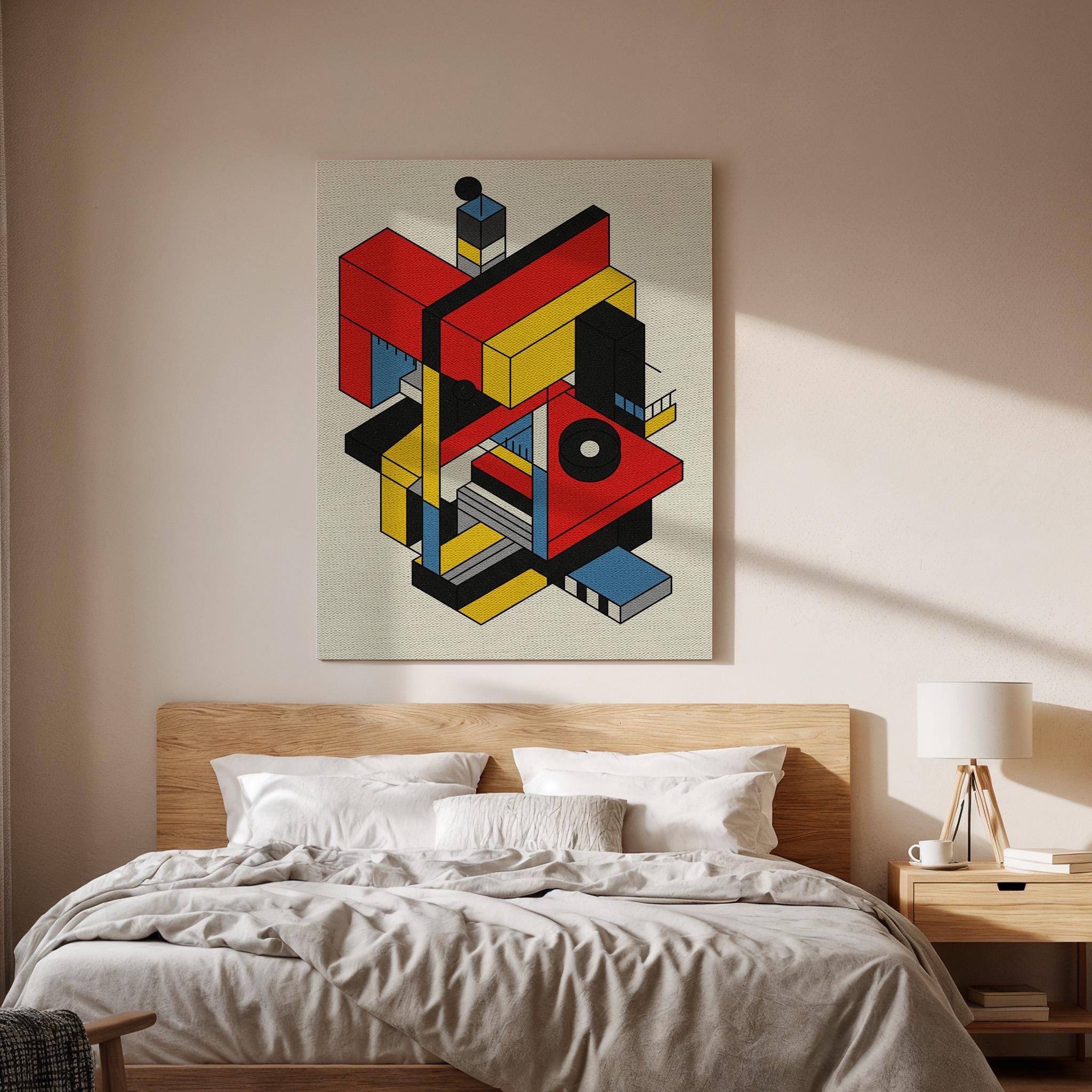 Geometric Color Block Canvas Art, Bold Modern Print