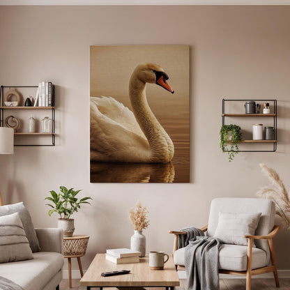 Elegant Swan Canvas Wall Art, Serene Water Bird Nature Print, Graceful Wildlife Framed Decor for Bedroom, Living Room, Meditation Space