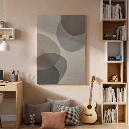 Minimalist Canvas Wall Art Framed, Neutral Abstract Geometric Print, Beige Grey Modern Decor for Living Room, Bedroom, Office or Entryway