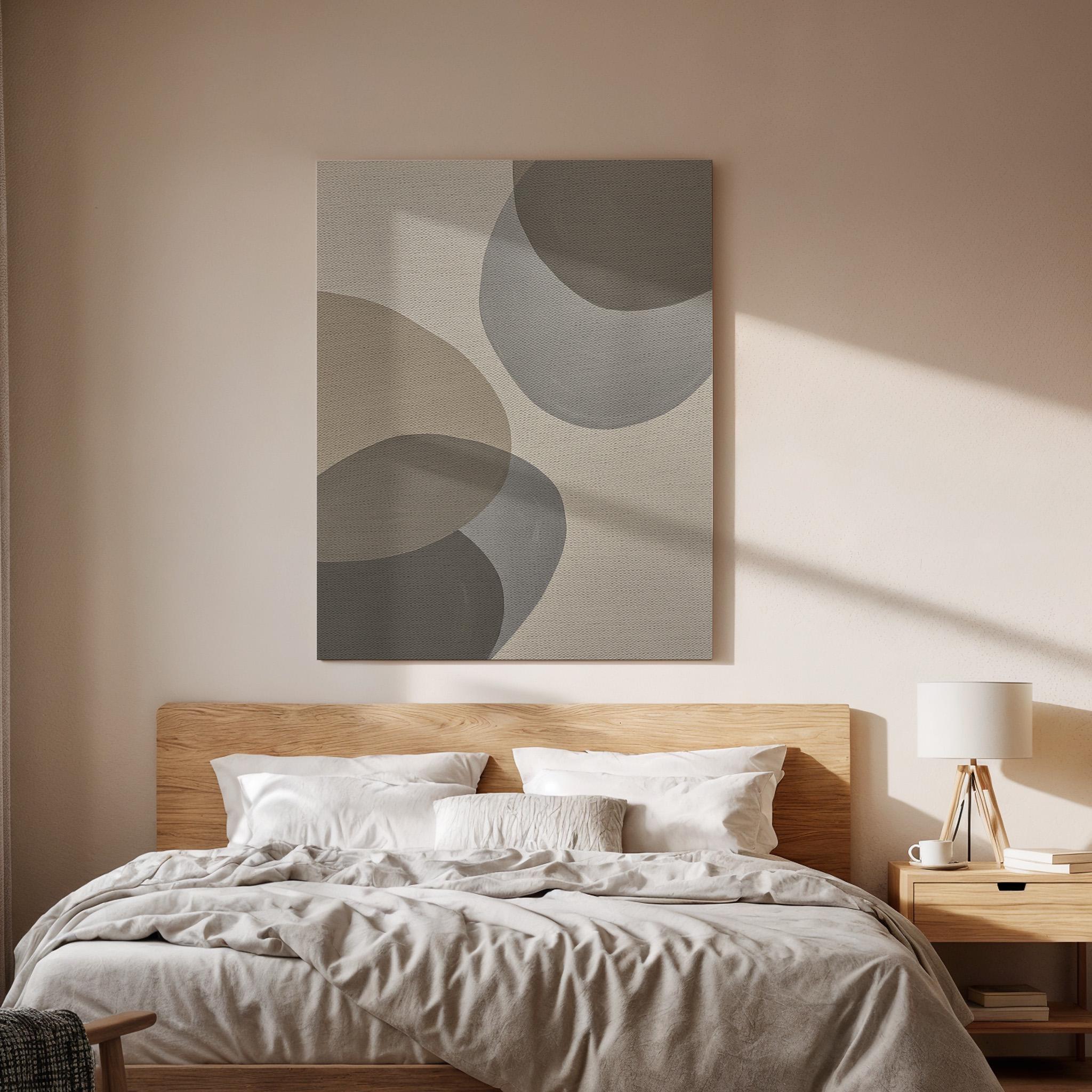 Minimalist Canvas Wall Art Framed, Neutral Abstract Geometric Print, Beige Grey Modern Decor for Living Room, Bedroom, Office or Entryway