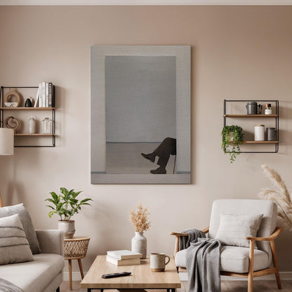 Minimalist Framed Canvas Art, Abstract Figure Print, Modern Decor