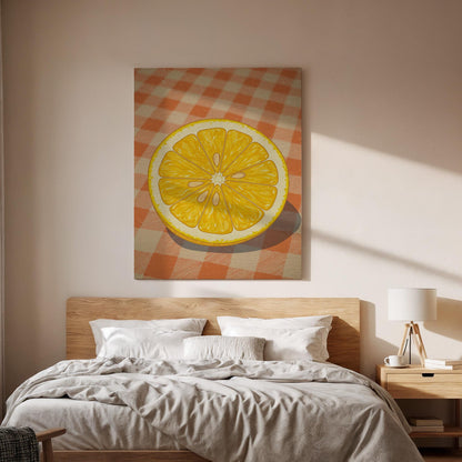Orange Slice Canvas Wall Art, Citrus Kitchen Print, Minimal Fruit Illustration, Framed Modern Artwork for Dining Room Breakfast Nook or Cafe