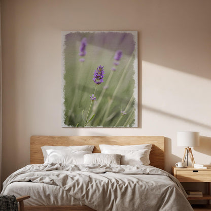 Lavender Canvas Wall Art, Botanical Flower Print, Framed Purple Bloom Artwork, Minimal Nature Photography,Rustic Farmhouse Floral Wall Decor