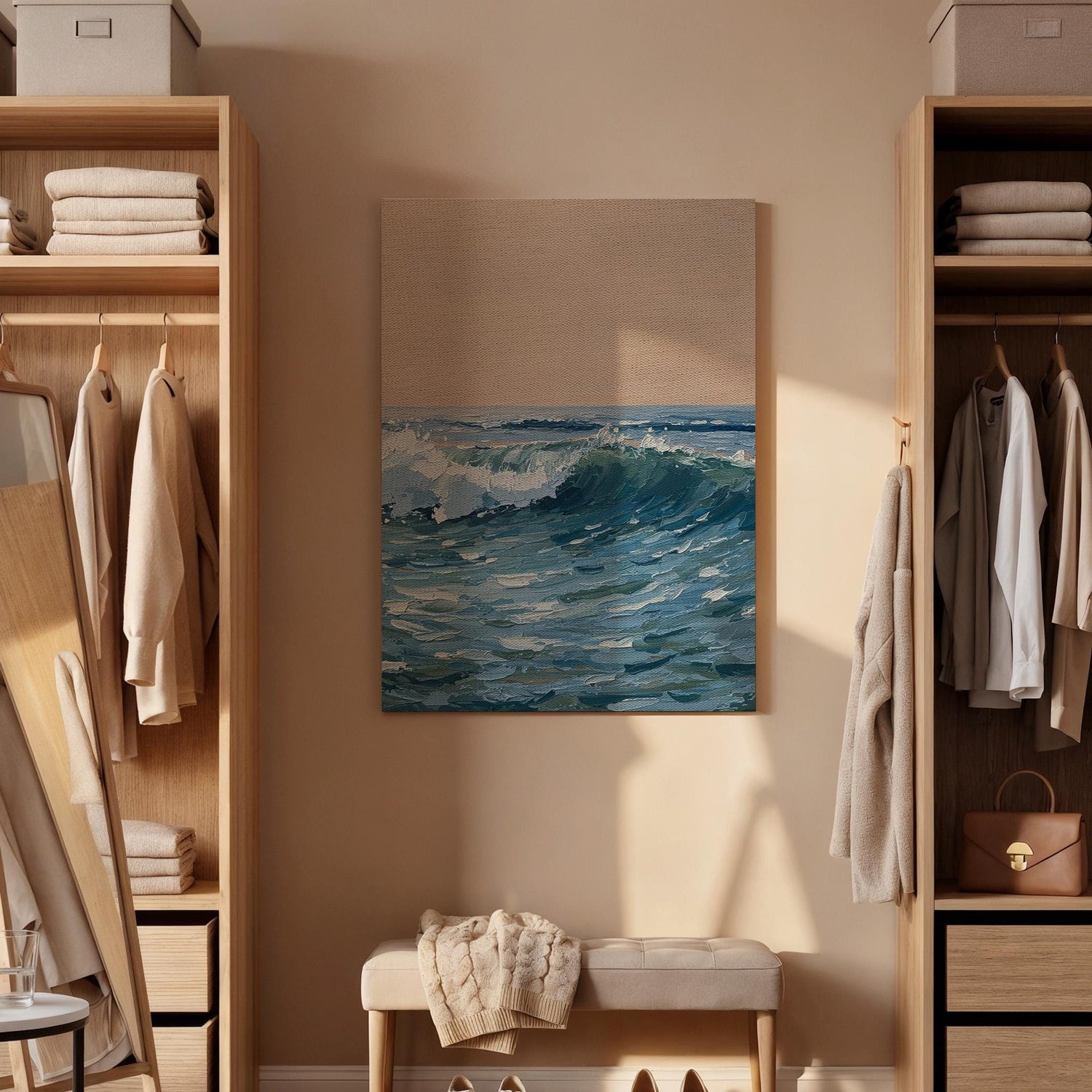 Ocean Wave Canvas Print, Framed Coastal Seascape Art