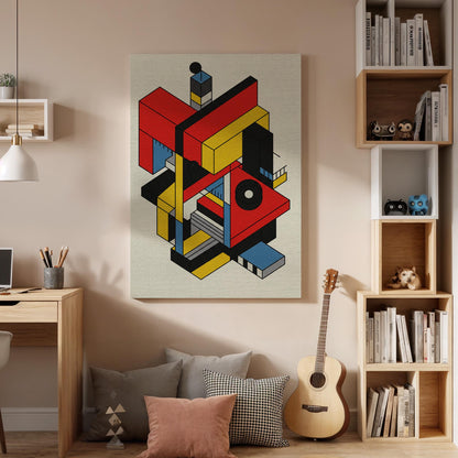 Geometric Color Block Canvas Art, Bold Modern Print