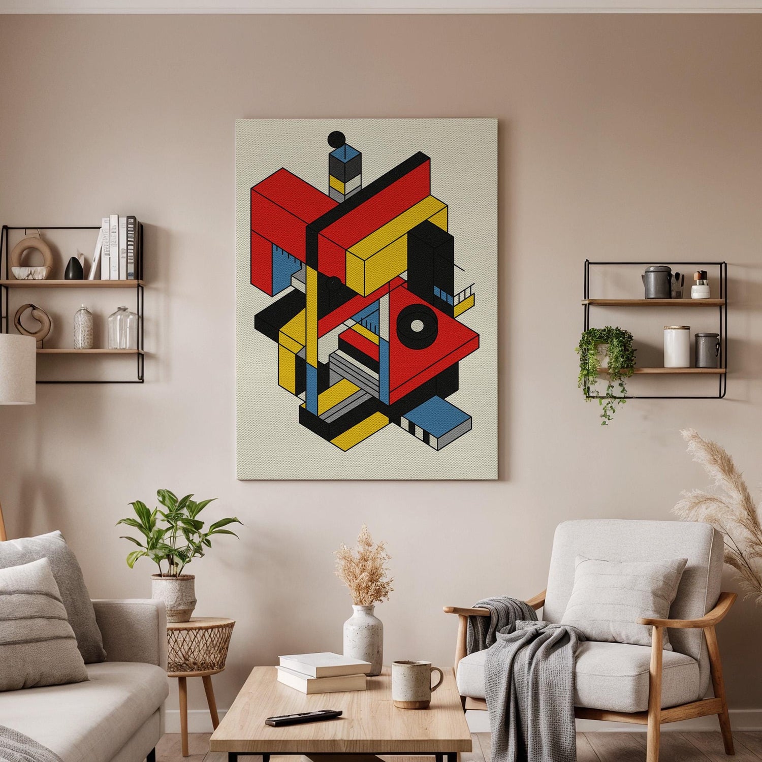 Geometric Color Block Canvas Art, Bold Modern Print
