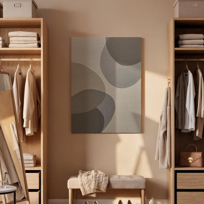 Minimalist Canvas Wall Art Framed, Neutral Abstract Geometric Print, Beige Grey Modern Decor for Living Room, Bedroom, Office or Entryway