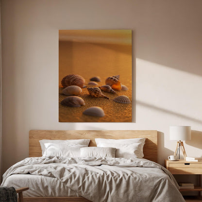 Seashell Canvas Art Print, Warm Beach Sand, Coastal Photography
