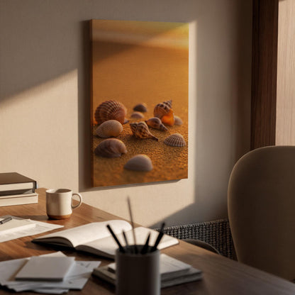 Seashell Canvas Art Print, Warm Beach Sand, Coastal Photography